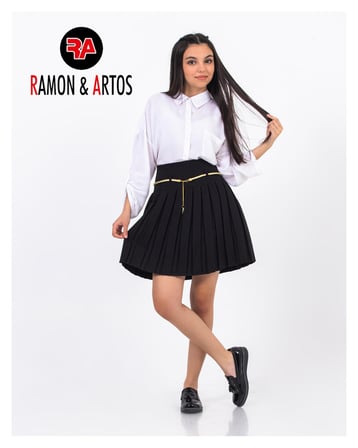 Ramon Artos Pliseli Krep Varak Kolye Kemer Kız Etek