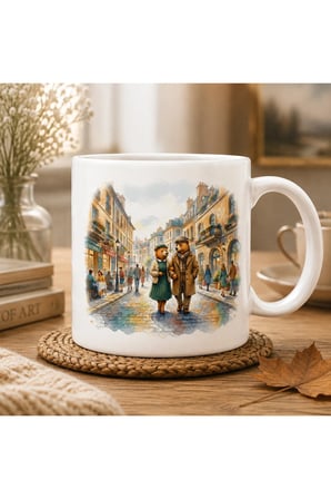 Romantik Ayı Çifti Tasarım Seramik Kupa Bardak 300 ml | Çift Taraflı Baskı | Sevgiliye ve Çiftlere Özel Hediye