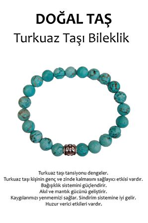 Hakiki Doğal Taş Bileklik - Turkuaz Taşı (turquoise)