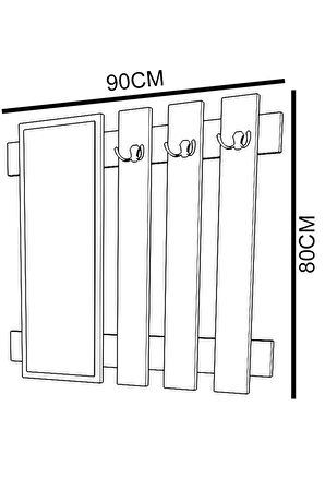 Hook Aynalı Vestiyer Portmanto Ve Duvar Askısı - Beyaz