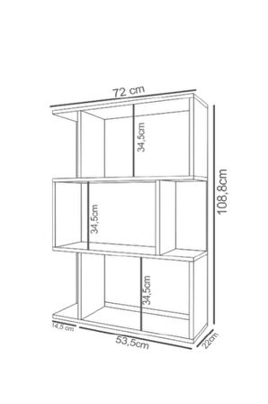 Mano 3 Raflı Asimetrik Kitaplık Safirmeşe - Beyaz