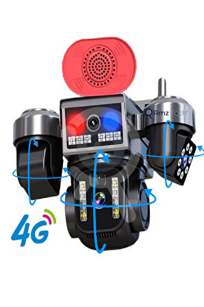 Avenir AV-S946 4 Kameralı (3 Motorlu+ 1 Sabit) 8MP E Sim 4G Sim Kartlı PTZ Kamera| 128GB Kart Dahil  | Gece Renkli Görüş 