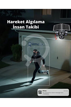 Avenir AV-S946 4 Kameralı (3 Motorlu+ 1 Sabit) 8MP E Sim 4G Sim Kartlı PTZ Kamera | Gece Renkli Görüş