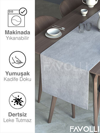 FAVOLLİ Beyaz Renk Kadife Dokulu Runner Dream Series 40 X 140