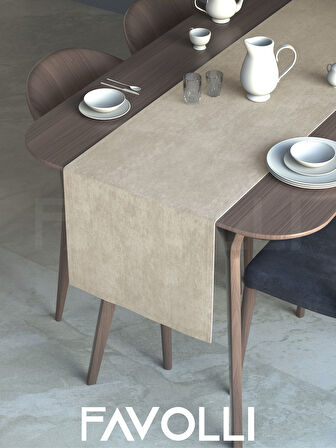 FAVOLLİ Bej Renk Kadife Dokulu Runner Dream Series 40 X 140