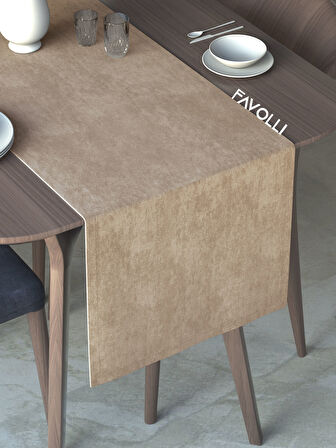 FAVOLLİ Sahra Beji Rengi Kadife Dokulu Runner Dream Series 40 X 140