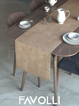 FAVOLLİ Sahra Beji Rengi Kadife Dokulu Runner Dream Series 40 X 140