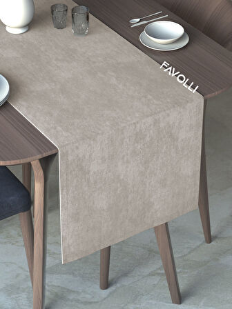 FAVOLLİ Taş Rengi Kadife Dokulu Runner Dream Series 40 X 140