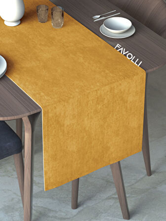 FAVOLLİ Safran Renk Kadife Dokulu Runner Dream Series 40 X 140