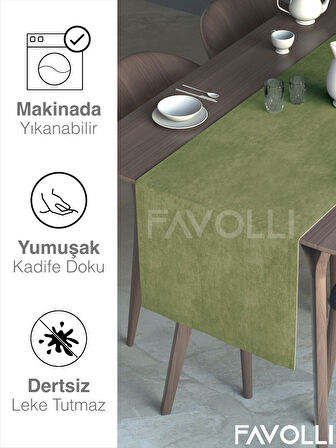 FAVOLLİ Ada Çayı Renk Kadife Dokulu Runner Dream Series 40 X 140