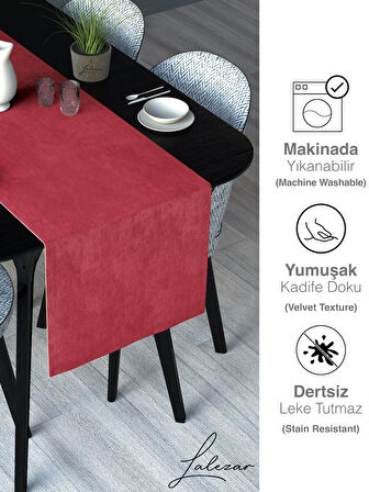 Lalezar Kadife Efektli Elma Moru Rengi Aura Serisi Runner 40 X 140