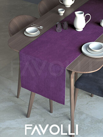 FAVOLLİ Menekşe Moru Rengi Kadife Dokulu Runner Dream Series 40 X 140
