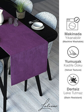 Lalezar Kadife Efektli Tatlı Mor Rengi Aura Serisi Runner 40 X 140