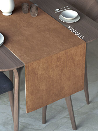 FAVOLLİ Kaju Rengi Kadife Dokulu Runner Dream Series 40 X 140