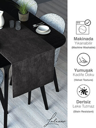 Lalezar Kadife Efektli Duman Grisi Rengi Aura Serisi Runner 40 X 140