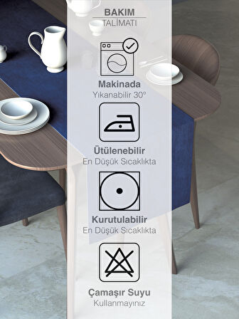 FAVOLLİ Safir Rengi Kadife Dokulu Runner Dream Series 40 X 140
