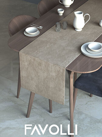 FAVOLLİ Keten Rengi Kadife Dokulu Runner Dream Series 40 X 140