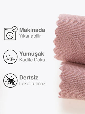 Perle Kadife Dokulu Buğulu Gül Rengi Daily Series Runner 40 X 140