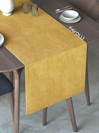 FAVOLLİ Güneş Sarısı Rengi Kadife Dokulu Runner Dream Series 40 X 140