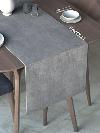 FAVOLLİ Gümüş Grisi Kadife Dokulu Runner Dream Series 40 X 140