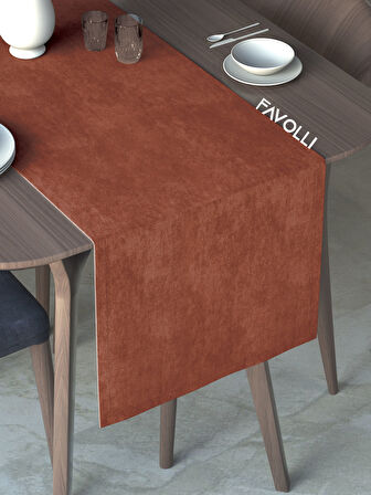 FAVOLLİ Kiremit Rengi Kadife Dokulu Runner Dream Series 40 X 140