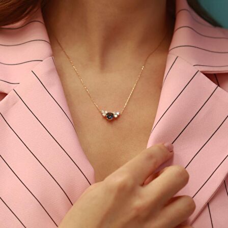 Prenses Model Swarovski Rose Gold Kaplama Kolye