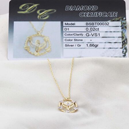 Pırlanta Taş Peri 0.02 CT Gold Micron Kaplama Gümüş Kolye