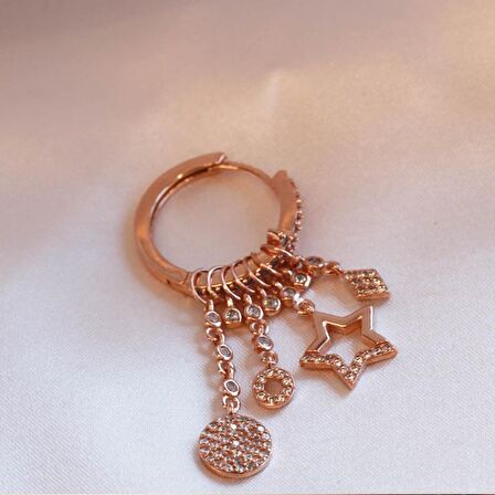 Yıldız Rose Gold Kaplama Charm Küpe