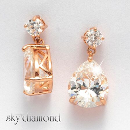 Sky Diamond Damla Montür Vidalı Küpe