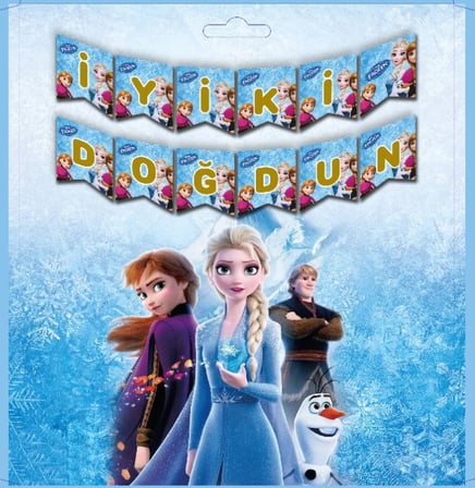 Özel Seri Davet Yaş Günü Çocuk Partisi FROZEN İYİ Kİ DOĞDUN BANNER