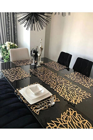 BF AKSESUAR SUNİ DERİ RUNNER VE 6 LI AMERİKAN SERVİS SETİ