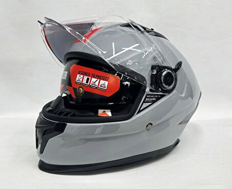 MT Braker Sv Nardo Gri Parlak Renk A12 - Şefaf Vizörlü- Iç Güneş Vizörlü -M