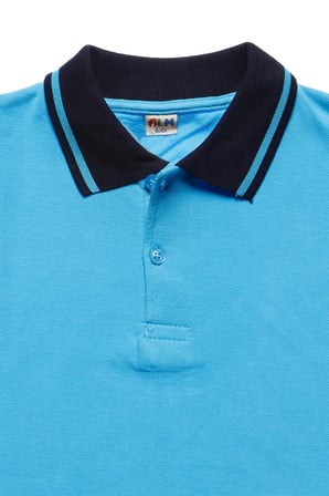Lacivert Yakalı Turkuaz Kısa Kol Düz Renk Lakos Tişört Polo Yaka T-shirt 