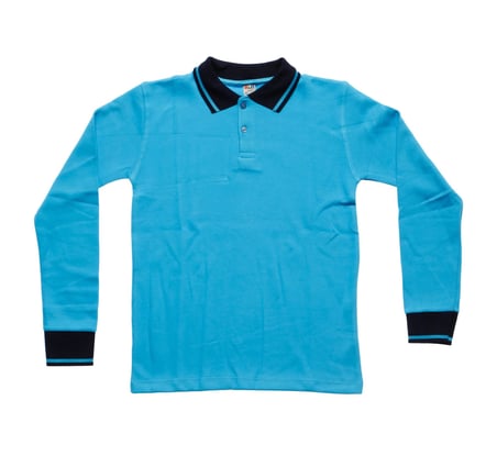 Lacivert Yakalı Turkuaz Uzun Kol Düz Renk Lakos Sweat Polo Yaka Sweatshirt