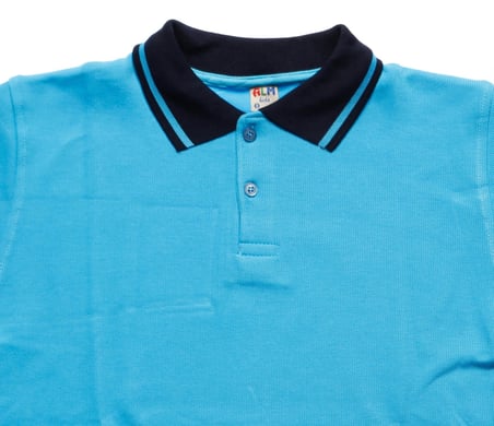 Lacivert Yakalı Turkuaz Uzun Kol Düz Renk Lakos Sweat Polo Yaka Sweatshirt