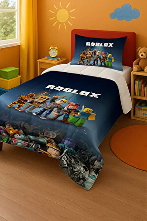 Roblox Temalı Tek Kişilik Yorgan ve Yastık Kılıfı