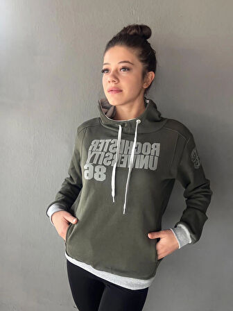 Baskılı Kapüşonlu Sweatshirt