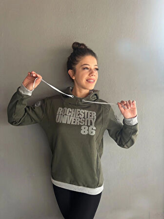 Baskılı Kapüşonlu Sweatshirt