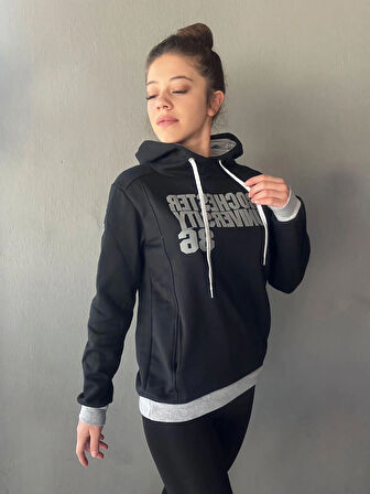 Baskılı Kapüşonlu Sweatshirt