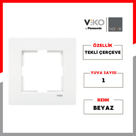 Viko | Karre Priz Çerçeve, Tekli, Beyaz