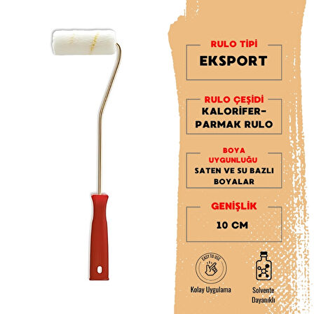 Dekor | Eksport Parmak - Kalorifer Boya Rulosu,  İç Cephe için Uyumlu Uzun Boylu Eksport Rulo, 10 cm