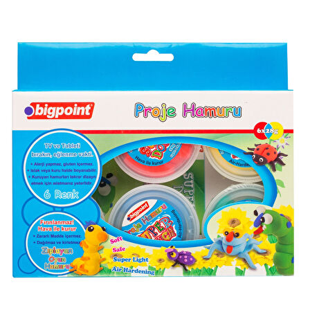 Bigpoint | Proje Hamuru, Boyanabilir - Dağılmaya Dayanıklı Oyun Hamuru, 6 Renkli 28 Gram