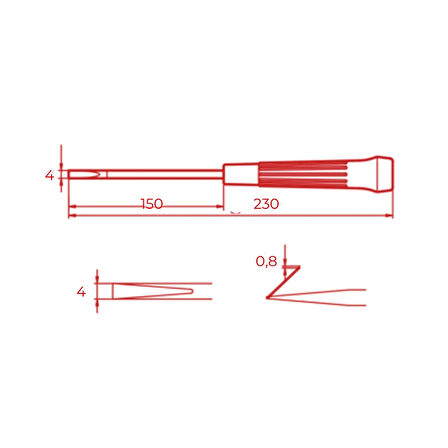 İzeltaş | Elektronikçi Tip Klemens Tornavida, Düz 4x150 mm, Hassas İşçilik