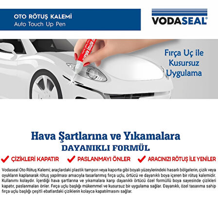 Vodaseal | Oto Rötuş Kalemi, Hava Şartlarına ve Yıkamalara Dayanıklı Çizik Kapayıcı, Beyaz, 5ml