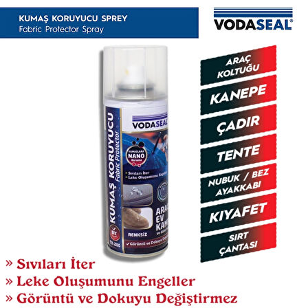 Vodaseal | Kumaş Koruyucu Sprey, Çok Amaçlı Su Kaydırma Özellikli Sprey, 200 ml