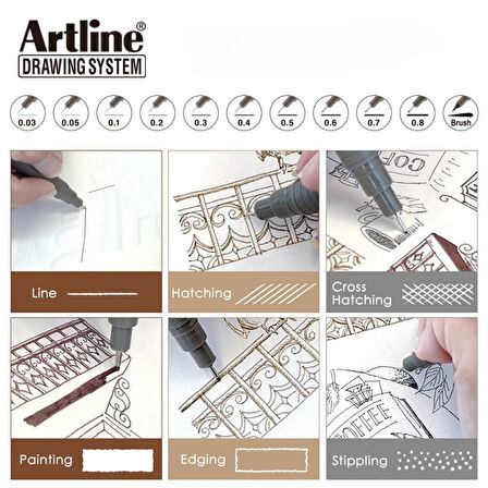 Artline | Drawing System 2303 Teknik Çizim Kalemi, 0.03 mm, Siyah, Teknik ve Hassas Çizimler İçin