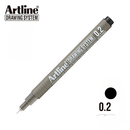 Artline | Drawing System 232 Teknik Çizim Kalemi, 0.2 mm, Siyah, Teknik ve Hassas Çizimler İçin