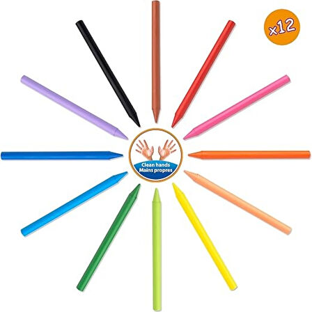 BIC | Plastidecor Pastel Boya Seti, 12 Renk, Elleri Kirletmeyen, Canlı ve Dayanıklı Renkler