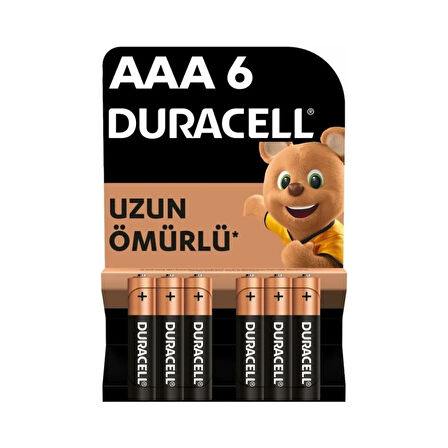 Duracell | AAA İnce Kalem Pil, 6'lı Paket, Uzun Ömürlü Güç, Oyuncaklar ve Uzaktan Kumandalar İçin İdeal