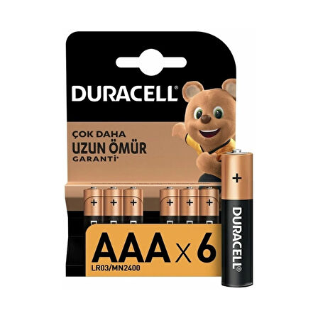 Duracell | AAA İnce Kalem Pil, 6'lı Paket, Uzun Ömürlü Güç, Oyuncaklar ve Uzaktan Kumandalar İçin İdeal